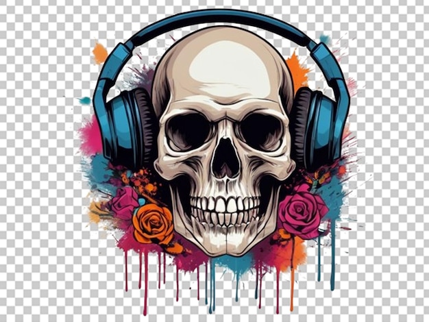 PSD skull in headphones