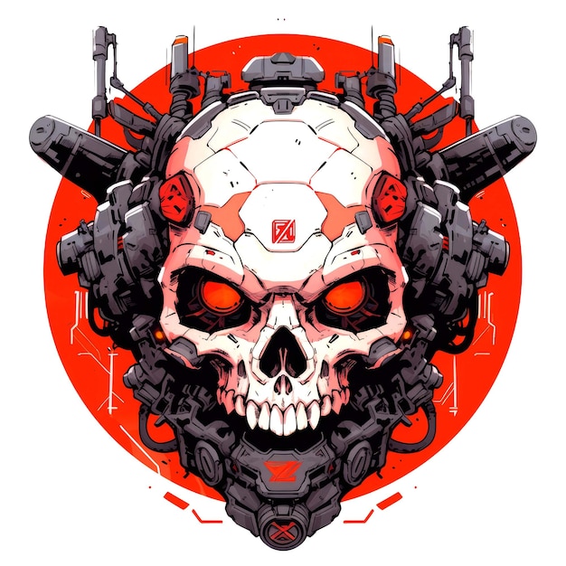 PSD skull illustration full color vector art ai