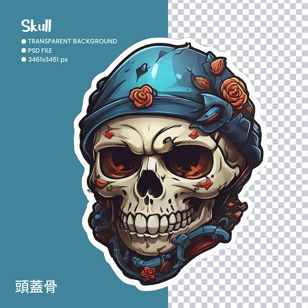 PSD illustrazione di cranio con sfondo trasparente