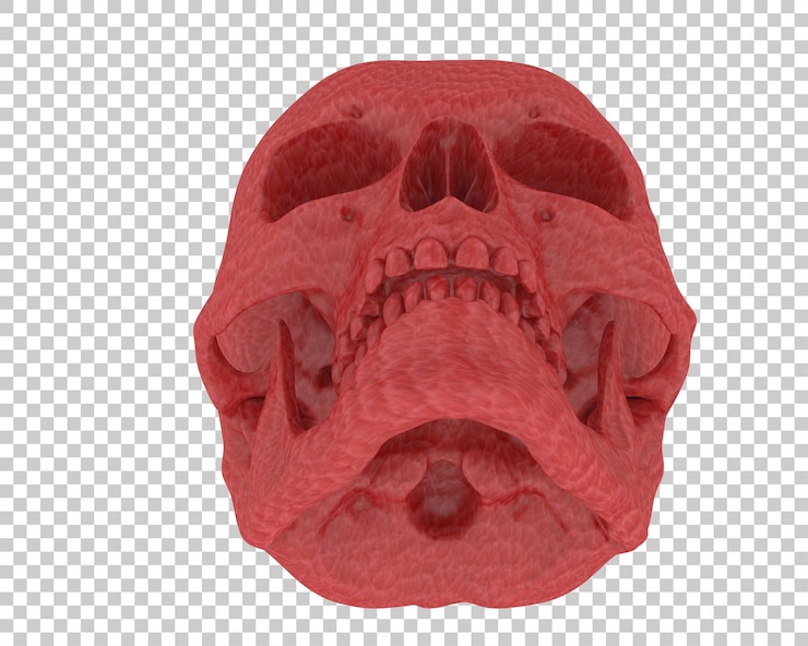 PSD skull isolated on background 3d rendering illustration