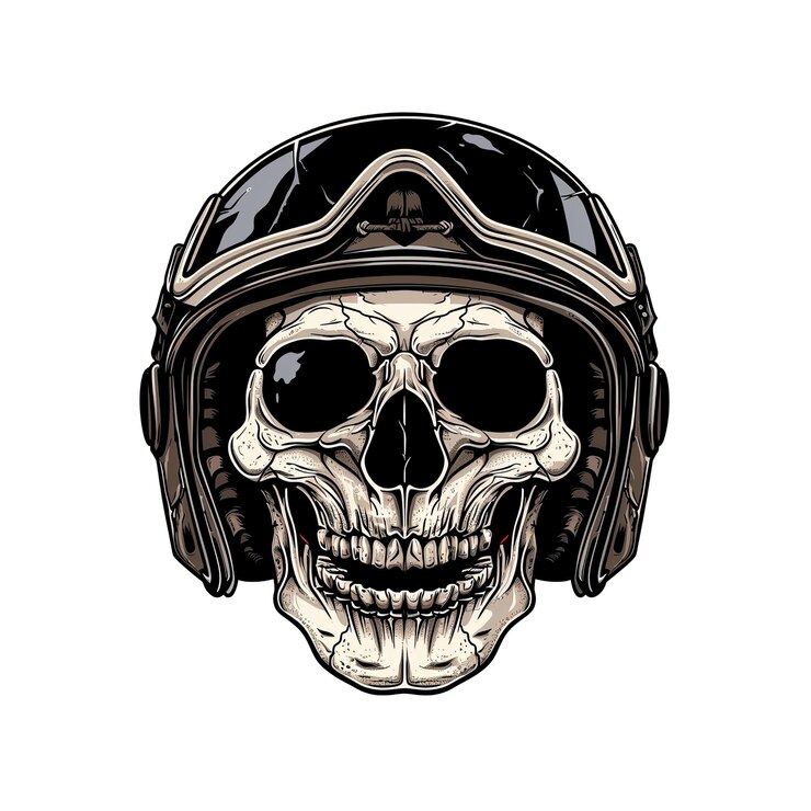 PSD skull in motorcycle helmet