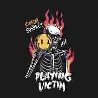 PSD skull playing victim premium illustration