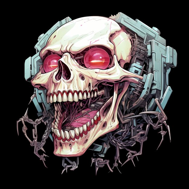 PSD skull robot art illustrations for stickers tshirt design poster etc