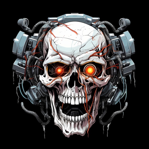 PSD skull robot art illustrations for stickers tshirt design poster etc