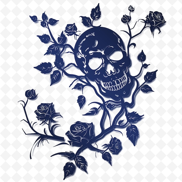 A skull and roses design with a skull on it