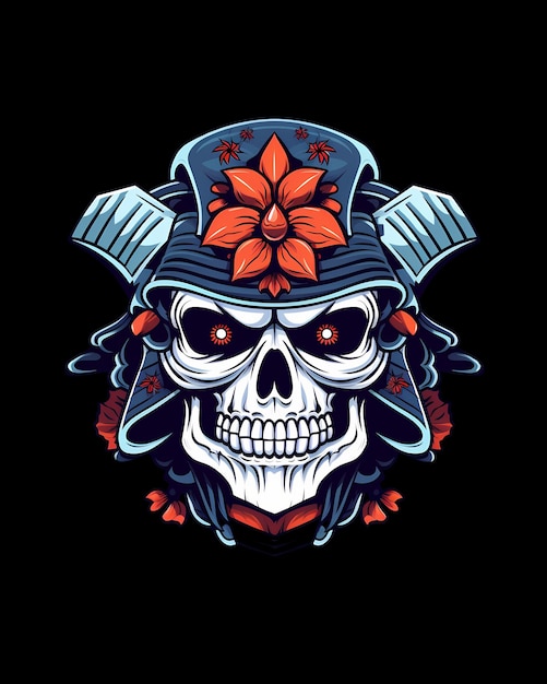 PSD skull samurai art illustrations for stickers tshirt design poster etc