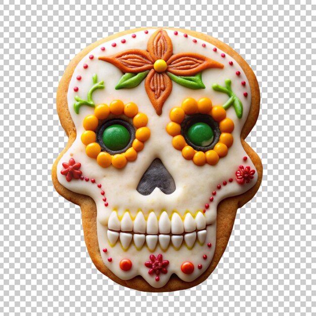 PSD skull shape cookies on transparent background