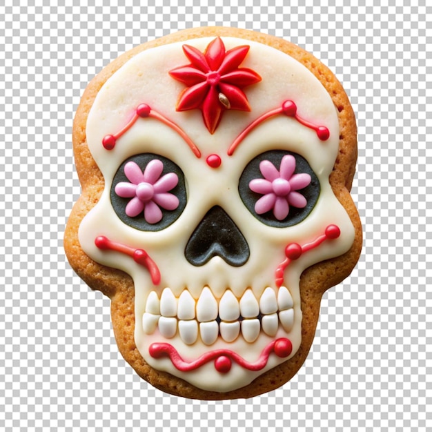 PSD skull shape cookies on transparent background