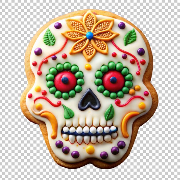 PSD skull shape cookies on transparent background