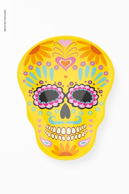 Skull Shaped Plate Mockup, Top View