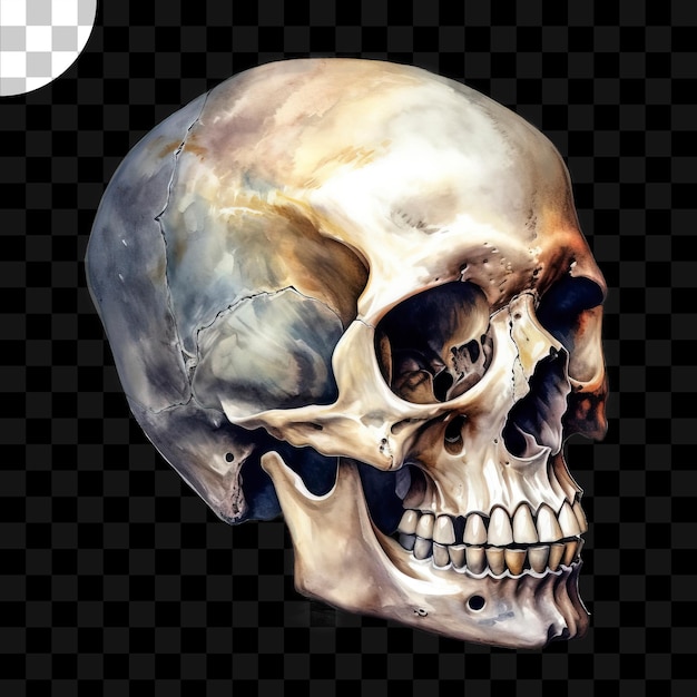 Skull watercolor painting png download