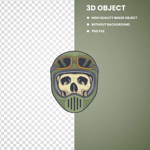 PSD skull wearing helmet