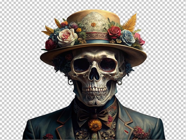 PSD skull wearing a top hat