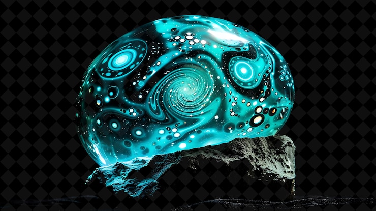 PSD a skull with a blue and green color of the universe