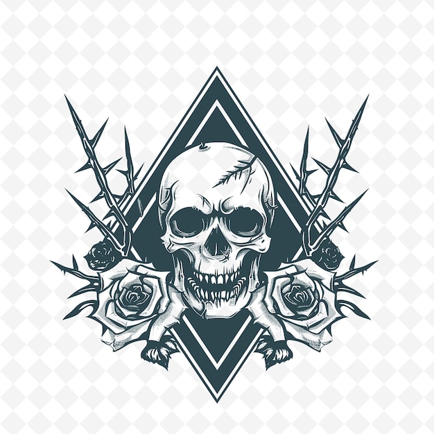 PSD a skull with a crown and roses on it