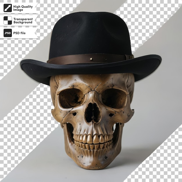 PSD a skull with a hat that says  the hat  on it