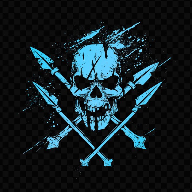 PSD a skull with a sword and swords on a black background