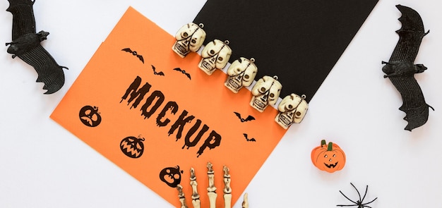 skulls and bats spooky arrangement