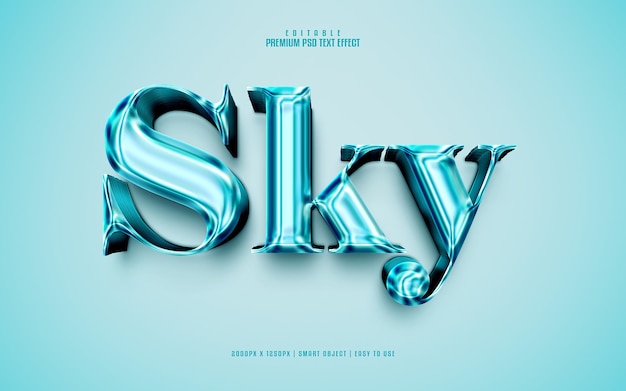 Effetto testo psd premium modificabile sky 3d