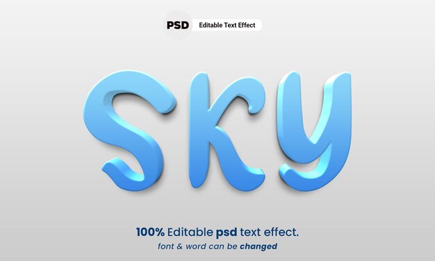 Sky 3d text effect style premium sky text effect
