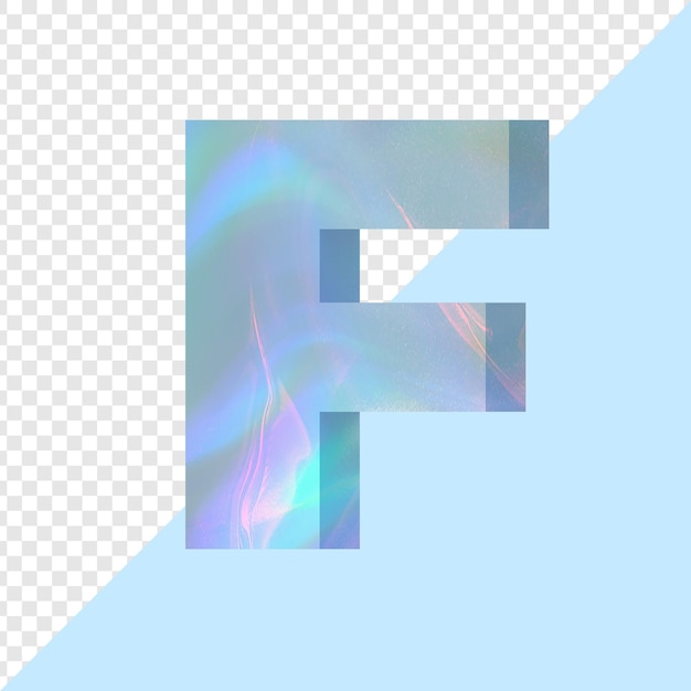 PSD sky blue iridescent letter f