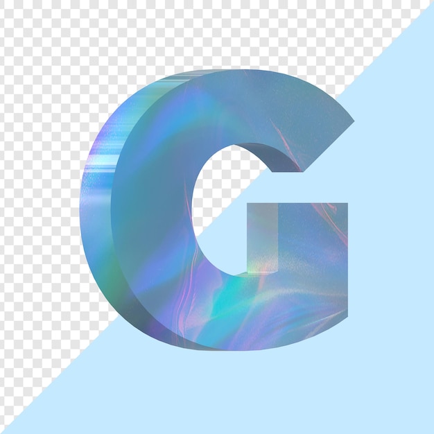 PSD sky blue iridescent letter g
