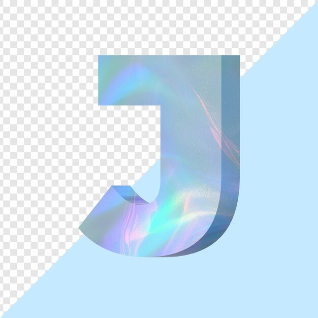 PSD sky blue iridescent letter j