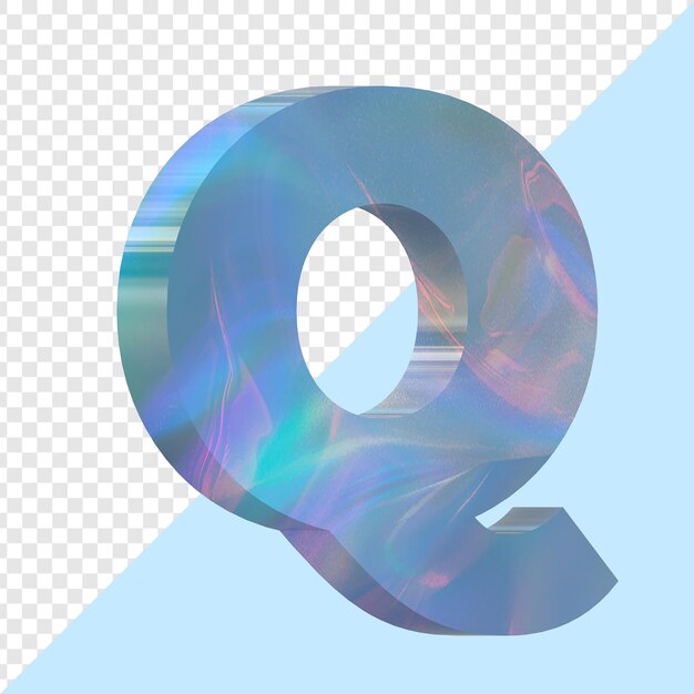 Sky blue iridescent letter q