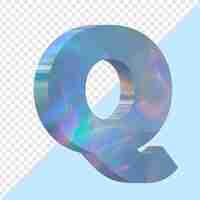 PSD sky blue iridescent letter q