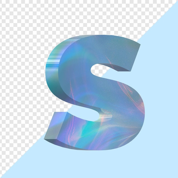 PSD sky blue iridescent letter s