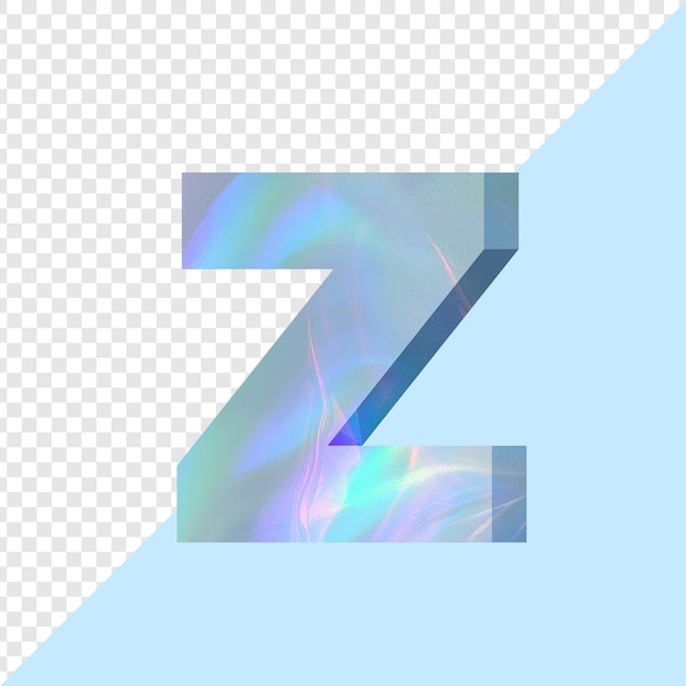 PSD sky blue iridescent letter z