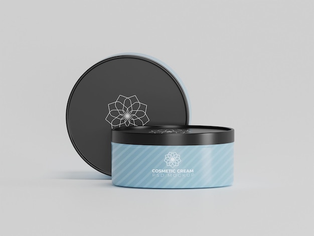 A sky and white container cosmetic cream box mockup
