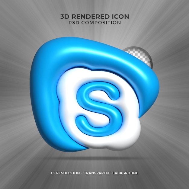 PSD skype 3d rendering social media colorful glossy icon  for composition