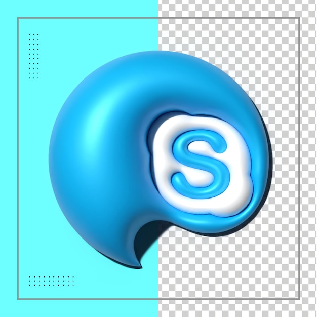 Skype 3d rendering social media colorful глянцевая иконка для композиции psd