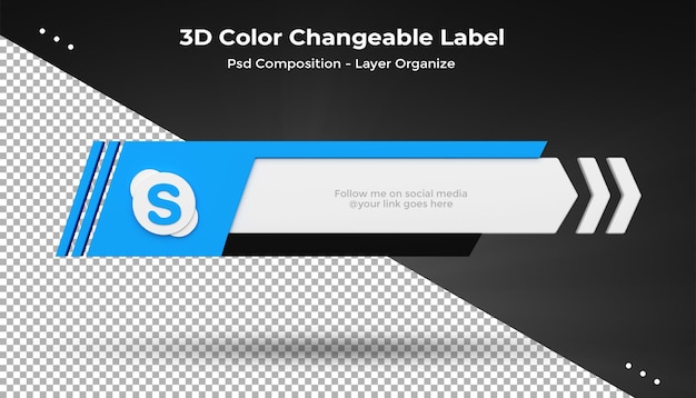 PSD skype connect us on social media lower third 3d design render icon badge