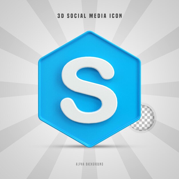 Skype kleurrijk glanzend 3d-logo en 3d-pictogramontwerp voor sociale media