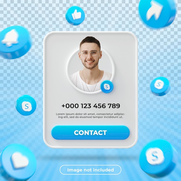 Skype profile banner 3d render composition