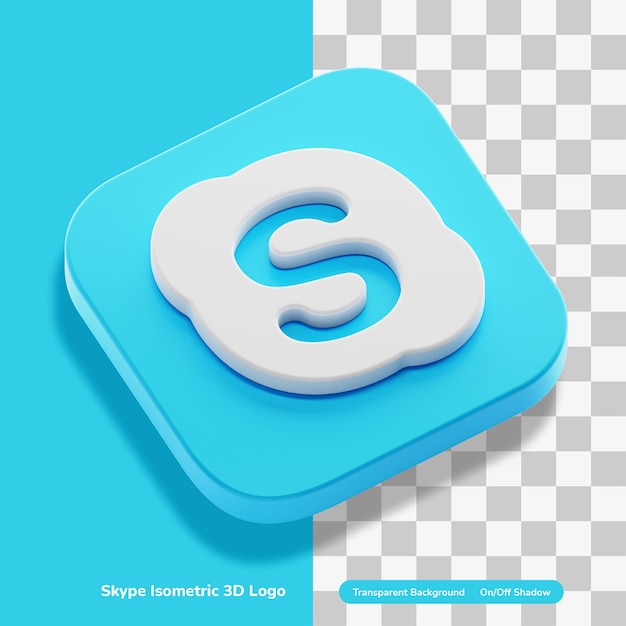 PSD skype videochiamata app account 3d render logo icona concetto in isometrico isolato