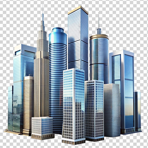 PSD skyscrapers isolated on transparent background