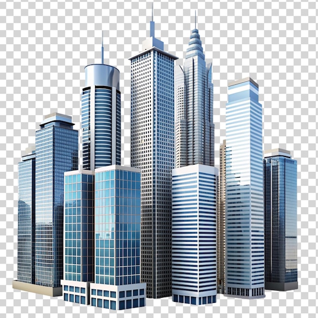 PSD skyscrapers isolated on transparent background