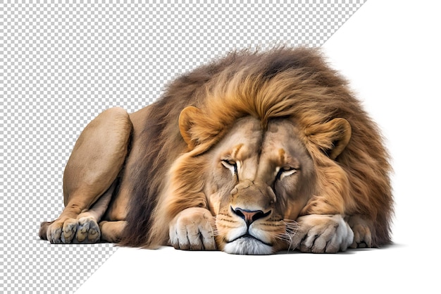 PSD slaapende leeuw op een geïsoleerde achtergrond