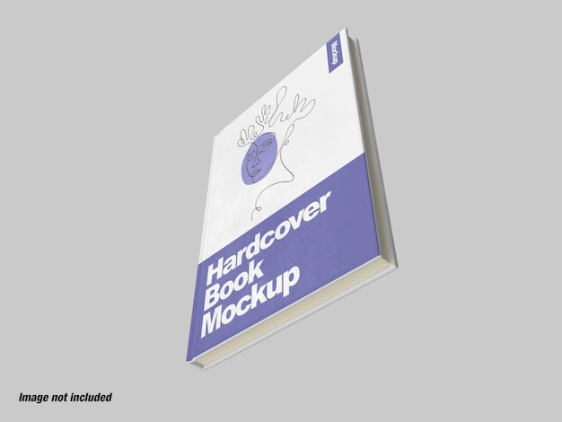 PSD slanke hardcover boek hover vooraanzicht mockup