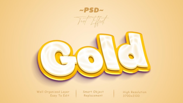 Наклонный золотой цвет 3d psd текстовый эффект
