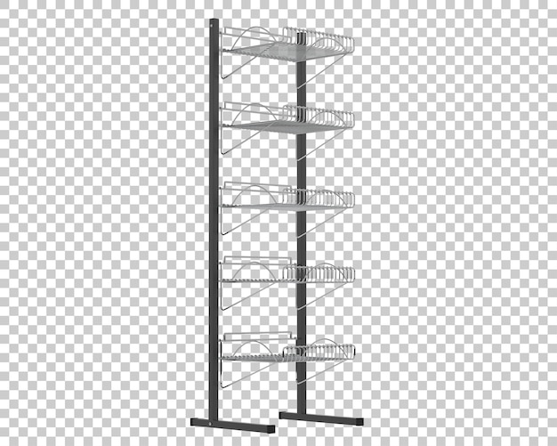 透明な背景の3dレンダリングイラストのスラットラック表示