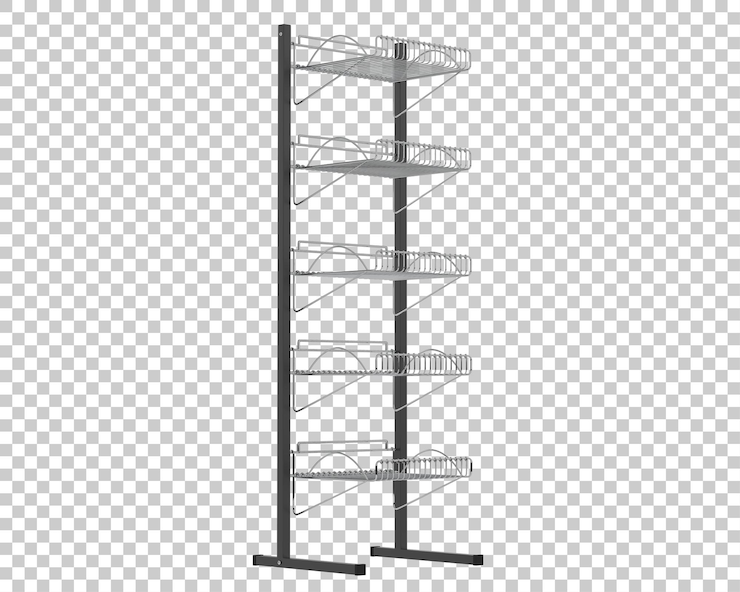 PSD slat rack display on transparent background 3d rendering illustration