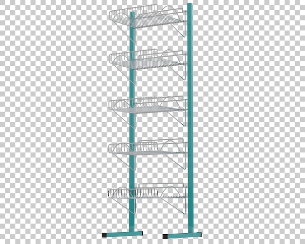 Slat rack display on transparent background 3d rendering illustration