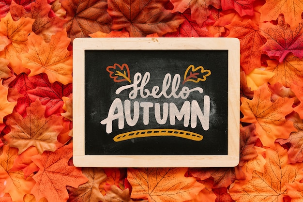 PSD slate mockup with autumn concept