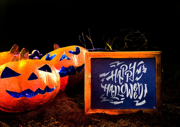 PSD slate mockup con il concetto di halloween