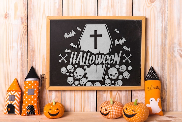 PSD slate mockup con il concetto di halloween