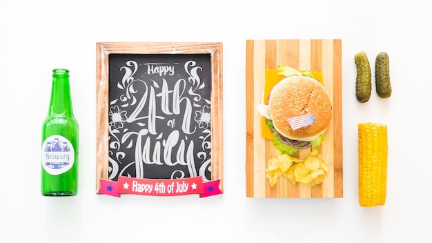 Mockup di ardesia con hamburger